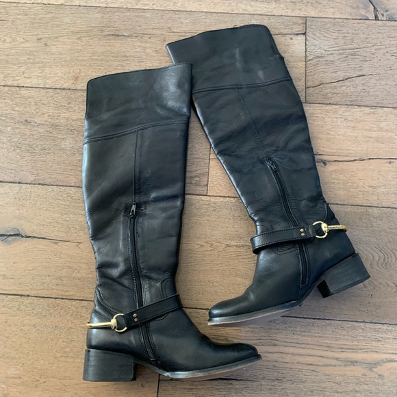 Shoes Black Tall Leather Riding Boots Made In India Womens 38 75 Poshmark